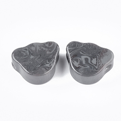Gray Resin Beads, Imitation Gemstone, Gray, 17.5x22.5x10~10.5mm, Hole: 3.5mm