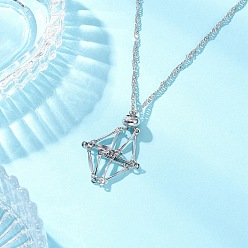 Нержавеющая Сталь Цвет 304 подвеска из нержавеющей стали в виде пустого мешочка в технике макраме, ожерелья из сингапурской цепи, с латунными скользящими бусинами, цвет нержавеющей стали, 17.83 дюйм (45.3 см)