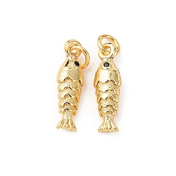 Настоящее золото 18K Латунные микро проложить кубического циркония подвески, рыбы прелести, без кадмия и без свинца, стойки покрытие, долговечный, с целью перехода в кольце, реальный 18 k позолоченный, 14.5x4.5x3.5 мм, отверстие : 2.3 мм