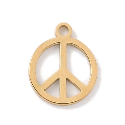 Peace Sign 304 прелести нержавеющей стали, лазерная резка, золотые, знак мира, 10x8x1 мм, отверстие : 1 мм