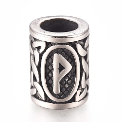 Letter P 304 из нержавеющей стали европейские шарики, бусины с большим отверстием, столбец с письмом, античное серебро, letter.p, 13.5x10 мм, отверстие : 6 мм