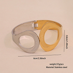 Shell Shape 304 женские шарнирные браслеты из нержавеющей стали, золотые и нержавеющая сталь цвет, формы раковины, внутренний диаметр: 2-3/8 дюйм (6 см)