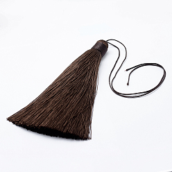 Coconut Brown Nylon Tassel Big Pendants, Ice Silk Tassel, Coconut Brown, 123x12mm
