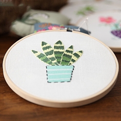 Other Plants DIY Flat Round Embroidery Kits, Including Embroidery Cloth & Thread, Needle, Embroidery Frame, Instruction Sheet, 6.30x6.30 inch(160x160mm)
