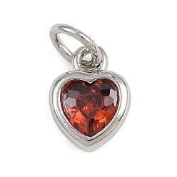 Платина Латунь с кубическим цирконием подвеской, сердце прелести, с целью перехода в кольце, стойки покрытие, долговечный, без свинца и без кадмия, платина, 9.5x7x3 мм, отверстие : 3.5 мм