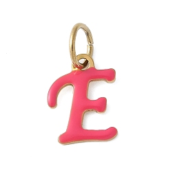 Letter E 304 из нержавеющей стали шармы эмали, с целью перехода в кольце, ионное покрытие (ip), золотые, Письмо E, 11.5x8.5x1 мм, Перейти кольцо: 6x0.8 мм, 4.5 мм внутренним диаметром