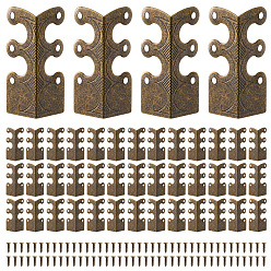 Bronce Antiguo 40Protector de esquinas de hierro para piezas, con 240 tornillos, Bronce antiguo, 48x25.5x13 mm