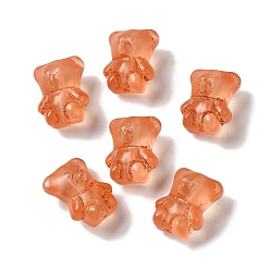 Легкий Лосось Прозрачные бусины лэмпворк, медведь, светлый померанцевый, 15x12x9 мм, отверстие : 1 мм, Около 57~62 шт / 100 г
