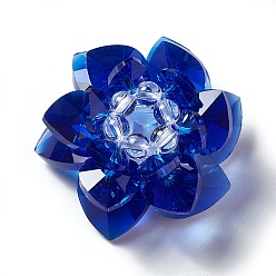 Синий Стеклянные бусины тканые, кассетные шарики, лотос, синие, 47x25 мм, отверстие : 7 мм