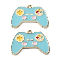 Небесно-голубой Стойки обшивки сплава эмали подвески, без никеля , Брелок для дистанционного управления игровой консоли, золотые, голубой, 18x26x1.5 мм, отверстие : 1.4 мм