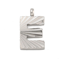 Letter E 304 прелести нержавеющей стали, гравированная фигурка ручной работы, полностью отполированный, цвет нержавеющей стали, Письмо E, 14x7.5x2 мм, отверстие : 1.8 мм