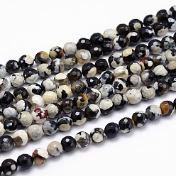 Разноцветный Окрашенные естественный агат граненый бисер пряди круглые, красочный, 6 мм, отверстие : 1 мм, 14.5 дюйм, около 63 шт / нитка