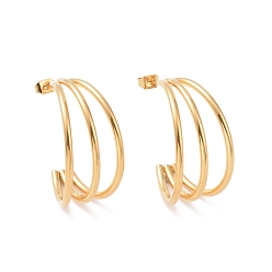 Золотой Вакуумное покрытие pvd 304 серьги-гвоздики из нержавеющей стали в форме буквы С, массивные серьги-кольца для женщин, золотые, 31x28.5x15 мм, штифты : 0.8 мм