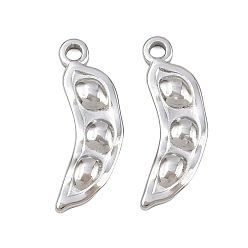 Нержавеющая Сталь Цвет 304 подвески из нержавеющей стали, гороховые обереги, цвет нержавеющей стали, 19x8.5x2 мм, отверстие : 1.6 мм