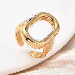 Настоящее золото 18K 304 из нержавеющей стали манжеты кольца, овальные, ионное покрытие (ip), ручная полировка, реальный 18 k позолоченный, 5~26.5 мм, регулируемый