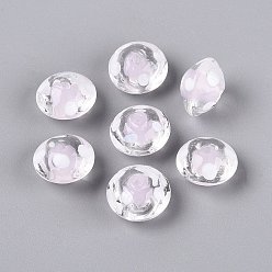 Misty Rose Handmade Lampwork Beads, Bead in Bead, Flying Saucer with Polka Dot, Misty Rose, 13~15x9~10.5mm, Hole: 0.8~1.8mm, about 50pcs/strand, 16.93~18.90 inch(43~48cm)