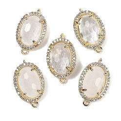 Хрусталь Натуральный кварцевый кристалл ограненные овальные звенья, стойка покрытие латунь микропаве прозрачный кубический цирконий горный хрусталь соединительные подвески, золотые, 21x12.5x5 мм, отверстия : 1.6 mm и 1.4 мм