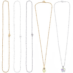 Mixed Color 12Pcs 3 Colors 1.5MM 304 Stainless Steel Satellite Chain Necklaces, with Lobster Claw Clasps, Mixed Color, 17.7 inch(45cm), 4pcs/color