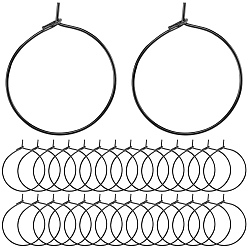 Electrophoresis Black 50 шт. 304 серьги-кольца из нержавеющей стали, бокал шарма кольца, электрофорез черный, 21 датчик, 25x4 мм, штифты : 0.7 мм