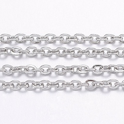 Stainless Steel Color 304 Stainless Steel Cable Chains, with Spool, for Jewelry Making, Soldered, Stainless Steel Color, 2x1.5x0.4mm, Link Inner Size: 0.7mm, about 32.8 Feet(10m)/roll