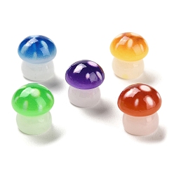 (52) Непрозрачная лаванда Светящийся грибной орнамент из смолы, Светящийся в темноте гриб для украшения стола, разноцветные, 12x11~11.5 мм