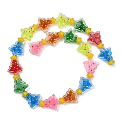 (52) Непрозрачная лаванда Прозрачные стеклянные эмалевые бусины, Рождественские елки, разноцветные, 18x15x7 мм, отверстие : 1.2 мм