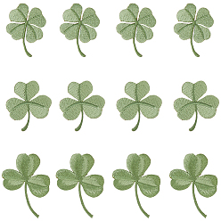 Светлый Морско-зеленый 18 шт. 3 стили клевер компьютерная вышивка ткань приклеиваемые/пришиваемые аппликации, аппликации в виде птиц, аксессуары для костюма, светло-зеленый, 40~53x33~40x1.5 мм, 6 шт / стиль