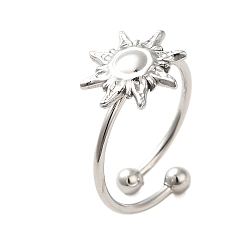 Солнце Не тускнеет 304 открытое манжетное кольцо из нержавеющей стали, солнце, размер США 5 1/4 (15.9 мм)