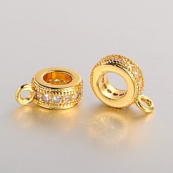 Золотой Латунные поручни из кубического циркония с микропаве, петля под залог, прозрачные, бейлы, золотые, 11x8x3 мм, отверстие : 2 мм, внутренний диаметр: 4.5 мм