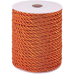 Темно-Оранжевый Полиэфирного корда, витой шнур, темно-оранжевый, 5 мм, около 18~19 ярдов / рулон (16.4 м ~ 17.3 м / рулон)