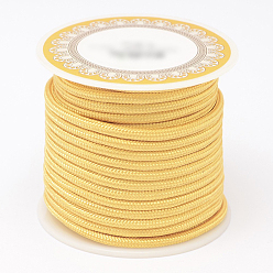 Золотистый Плетеные шнуры полиэфира, круглые, золотые, 3 мм, около 8.74 ярдов (8 м) / рулон