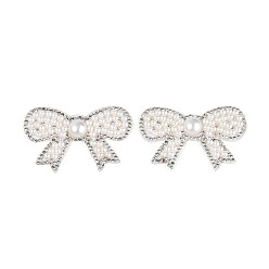 Белый Бантик, стразы, приклеиваемые методом термофиксации, и отделка из искусственного жемчуга., пришивание ленты со стразами, аксессуары для костюма, белые, 62.5x41x6 мм
