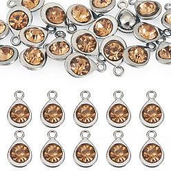 Светло-Персиковый 20 шт. граненые стеклянные подвески, со сплавочной фурнитурой, слеза, очарование камня в ноябре, светлый персик, 11.3x7.2x4.2 мм, отверстие : 1.2 мм