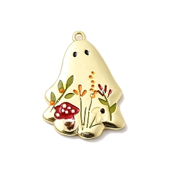 Настоящее золото 18K Латунь эмаль подвески, призрак, стойки покрытие, долговечный, без кадмия и без свинца, реальный 18 k позолоченный, 25x18.5x2 мм, отверстие : 1.4 мм