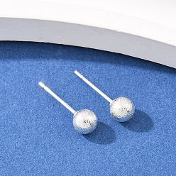 Посеребрённый Круглые серьги-гвоздики из латуни, без кадмия и без свинца, стойки покрытие, долговечный, 925 серебро покрытием, 16.5x5 мм, штифты : 0.7 мм