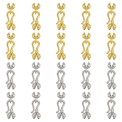 Платиновый & Золотой 20 шт. 2 цвета латунные застежки-крючки и S-образные застежки, цветок, платиной и золотом, 22 мм, застежка : 16x8x5.5 mm, отверстие : 2 мм, Цветок: 9x6.5x5.5 мм, отверстие : 2 мм, 10 шт / цвет