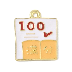 Другие Школьные принадлежности сплав эмаль подвески, золотые, тестовая бумага, 21x17x1 мм, отверстие : 1.8 мм