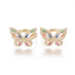 Golden Einstellbare messing micro pave zirkonia ringe, cadmiumfrei und bleifrei, langlebig überzogen, Schmetterling, golden, us Größe 7 1/4 (17.5 mm)