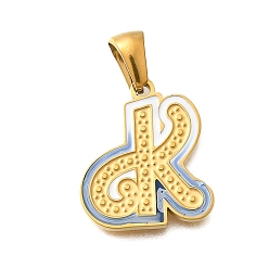 Letter K 304 подвески из нержавеющей стали, с эмалью, ионное покрытие (ip), лазерная резка, реальный 18 k позолоченный, Письмо K, 18x15x1.5 мм, отверстие : 5.5x2.5 мм