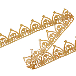 Золотистый Приутюжить/пришить полиэстеровую вышитую цветочную кружевную ленту, аксессуары для одежды, украшение занавеса, золотые, 2-3/8 дюйм (60 мм), около 4.18 ярдов (3.82 м) / шт