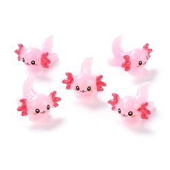 Pink Resin Decoden Cabochons, Marine Animal Series, Axolotl, Pink, 24.7x22.4x15.5mm