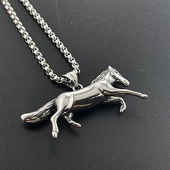 Нержавеющая Сталь Цвет Стильные 304 подвески из нержавеющей стали в виде бегущей лошади для мужчин, панк хип-хоп украшения, цвет нержавеющей стали