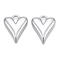 Платина Стойки подвески обшивки сплава, без кадмия, без никеля и без свинца, сердце, платина, 24.5x20x3.5 мм, отверстие : 4.5x5.5 мм