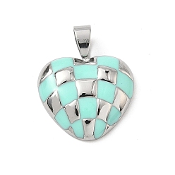 Нержавеющая Сталь Цвет 304 подвески из нержавеющей стали, подвески в виде сердца с узором «тартан», ручная полировка, с эмалью, цвет нержавеющей стали, 24x19.5x5.5 мм, отверстие : 4x6 мм