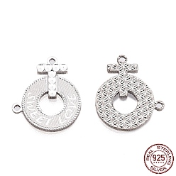 Серебро 925 серебряные шармы, пончик и крестик со словом, серебряные, 13x15x1.5 мм, отверстие : 1.2 мм