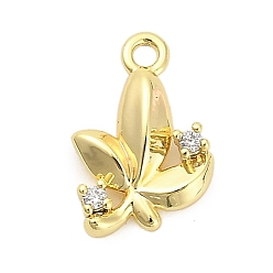 Золотой Латунные микро проложить кубического циркония прелести, цветок, золотые, 12x8.5x2.5 мм, отверстие : 1.3 мм