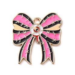 Bowknot Подвески из эмали и сплава, амулеты на тему Хэллоуина, золотые, бантом, 25x22x1.2 мм, отверстие : 2 мм