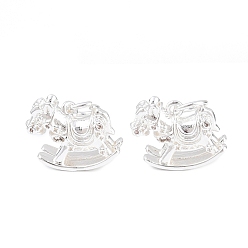 Silver Brass Charms, Rocking Horse Charms, Silver, 13x16x7mm, Hole: 4mm