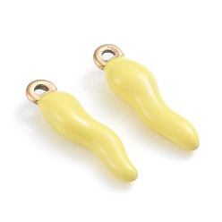 Желтый Ионное покрытие (ip) 304 подвески из нержавеющей стали, эмалированные блестки, рог изобилия / итальянский рог корничелло амулеты, золотые, желтые, 17.5x4.5x3.5 мм, отверстие : 1~1.5 мм
