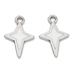 Белый Подвески из эмали и сплава, звезды прелести, стойки покрытие, платина, белые, 16.5x11.5x1.4 мм, отверстие : 1.6 мм